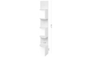 1251493_1 - Mediatech Vasagle Eckregal, Holzoptik, Weiss 20x20x127.5 cm (LxBxH), pro Ablage 15kg