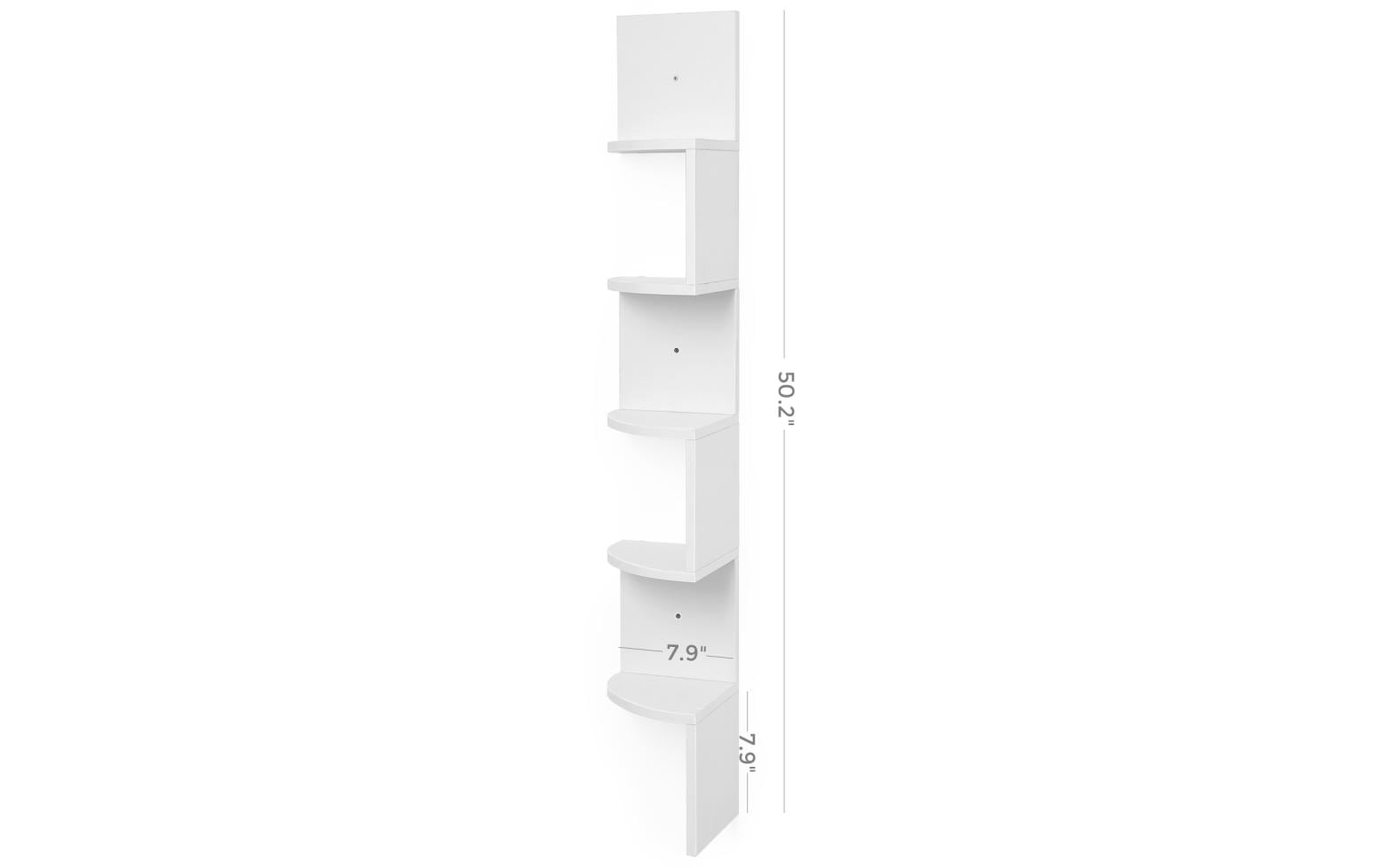 1251493_1 - Mediatech Vasagle Eckregal, Holzoptik, Weiss 20x20x127.5 cm (LxBxH), pro Ablage 15kg