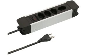 Max Hauri MH ALU Steckdosenleiste 4xT13, mit Schalter, sz/alu, 2m Kabel kaufen | Mediatech.ch