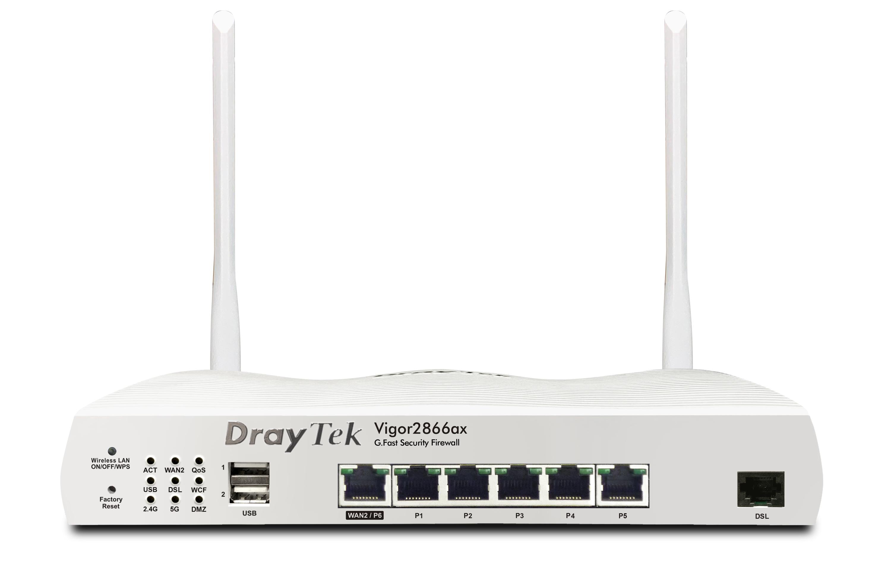 1254477_1 - Mediatech DrayTek Vigor 2866ax: Gfast Modem-Firewall 5xGE, 32xVPN, USB, CF, WiFi-6