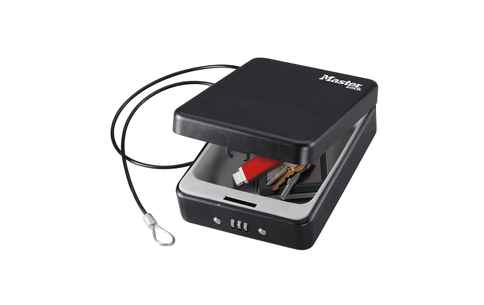 1259308 - Mediatech Masterlock Kassette P005CEURBLKHRO mit Kabel, 3-stellige Kombination kaufen Schweiz | Mediatech.ch