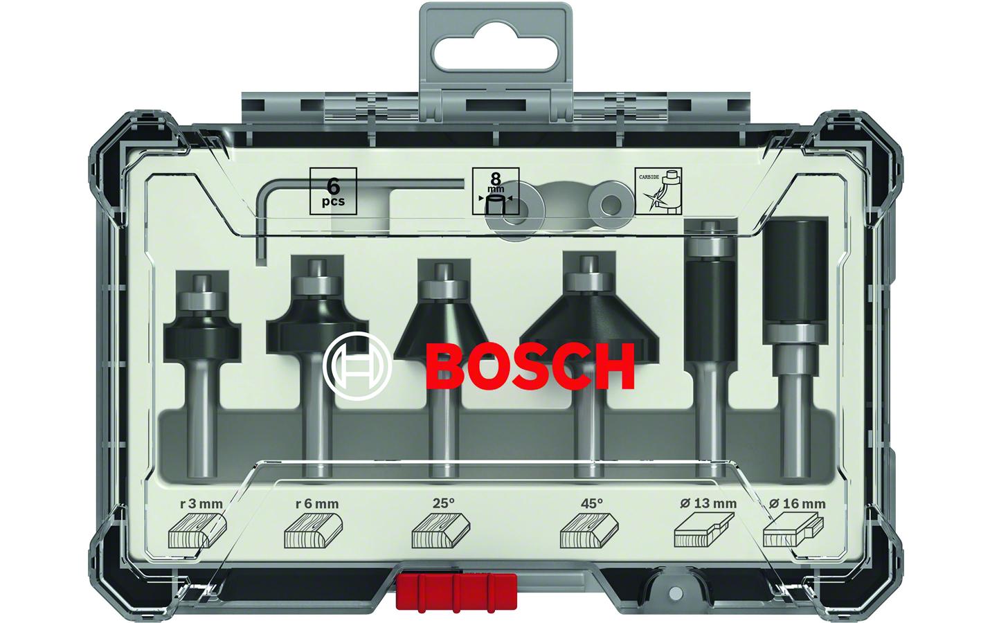 1259726 - Mediatech Bosch Professional Rand-& Kantenfräser-Set 6 Teilig, 8-mm-Schaft