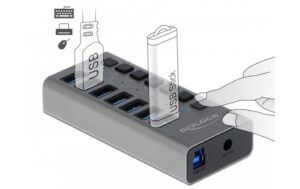 Delock externer USB 3.0 Hub 7-Ports mit 7 Schalter