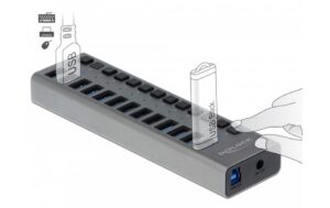 Delock externer USB 3.0 Hub 13-Ports mit 13 Schalter