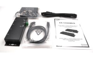 EXSYS EX-1234HMVS, 4x USB 3.1 HUB Gen2 2x C- und A-Anschluss, Din Rail Kit