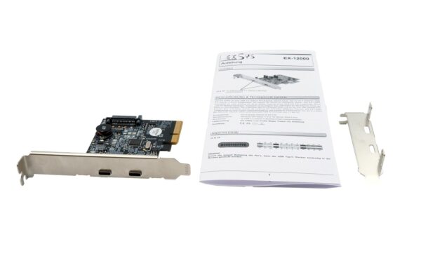 EXSYS EX-12000, 2 Port USB3.2gen2 Karte mit 2x C Anschluss (Asmedia)