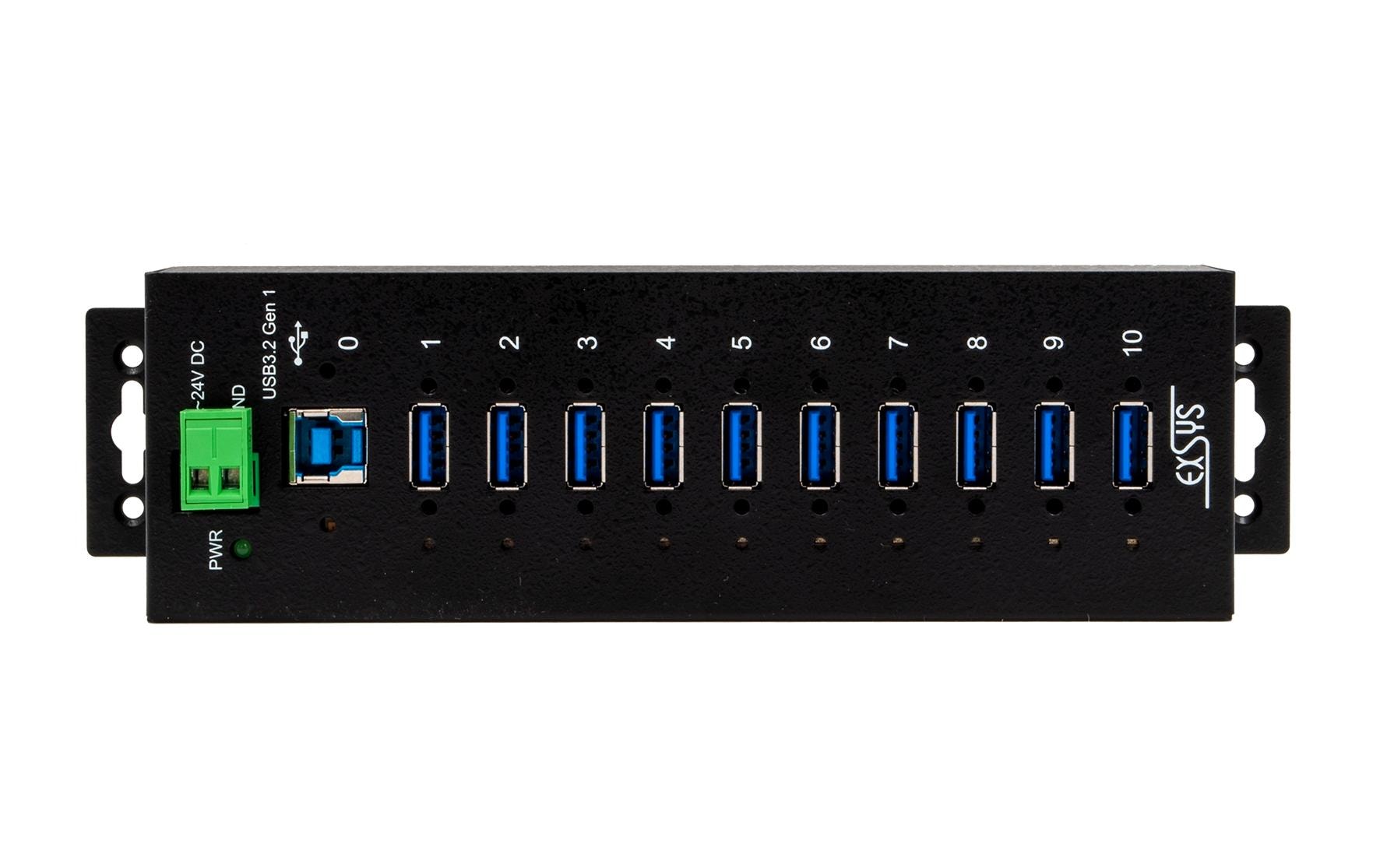 1263729_1 - Mediatech EXSYS EX-1510HMVS, 10xUSB 3.2 Gen1 Metall HUB, 15KV ESD Überspannungs-Schutz