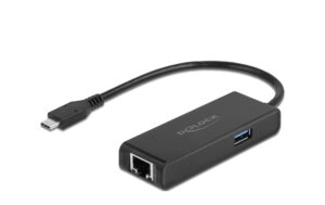Delock USB Typ-C zu 2.5 Gigabit LAN mit USB Typ-A Buchse, schwarz