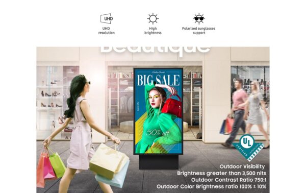 Samsung OH75A Public Display Outdoor IP56 75 UHD, D-LED, 3500cd/m2, 24/7 Betrieb