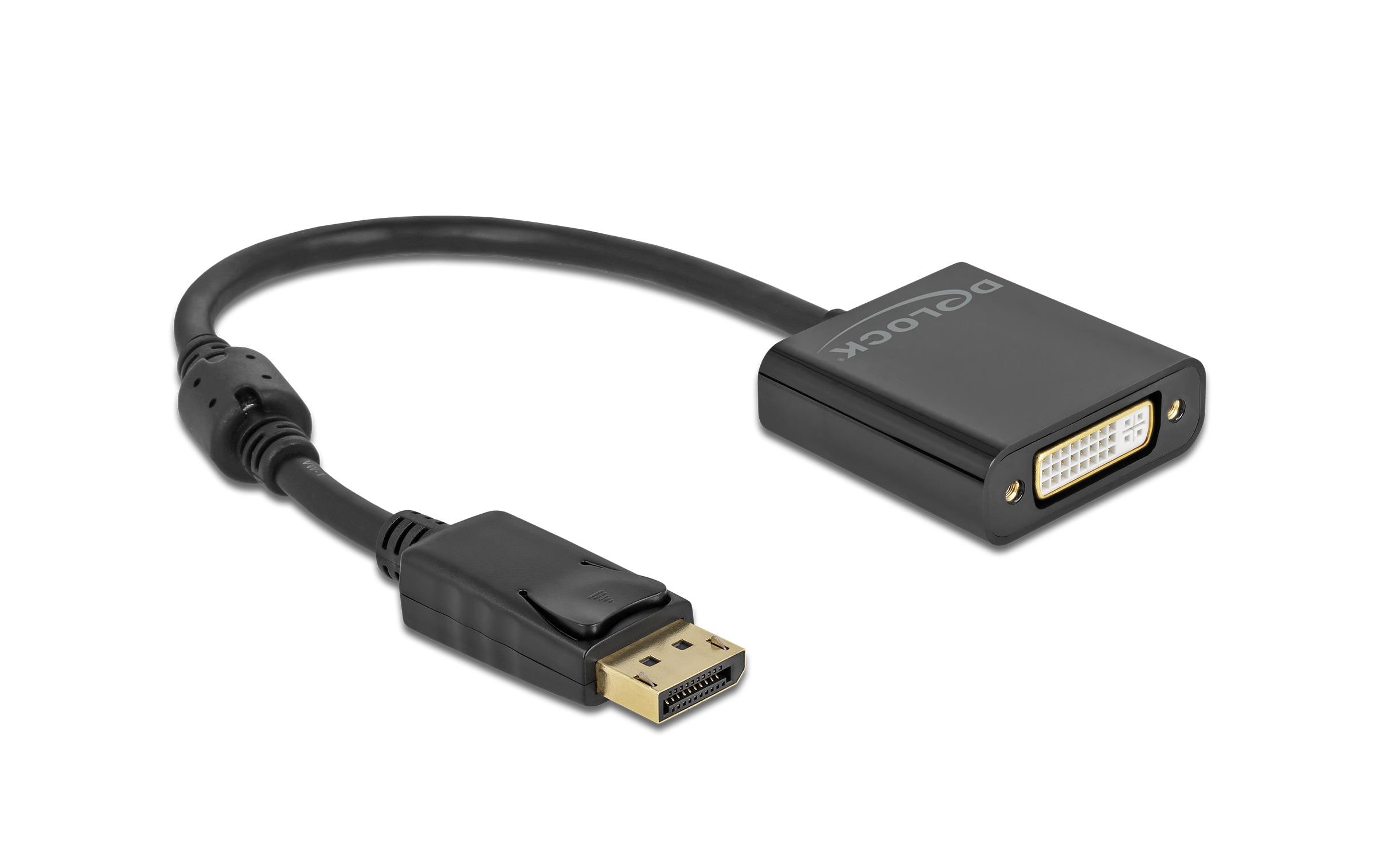 1269911 - Mediatech Delock Adapter DP1.2 Stecker zu DVI Buchse, 4K Aktiv, 20cm, schwarz kaufen | Mediatech.ch