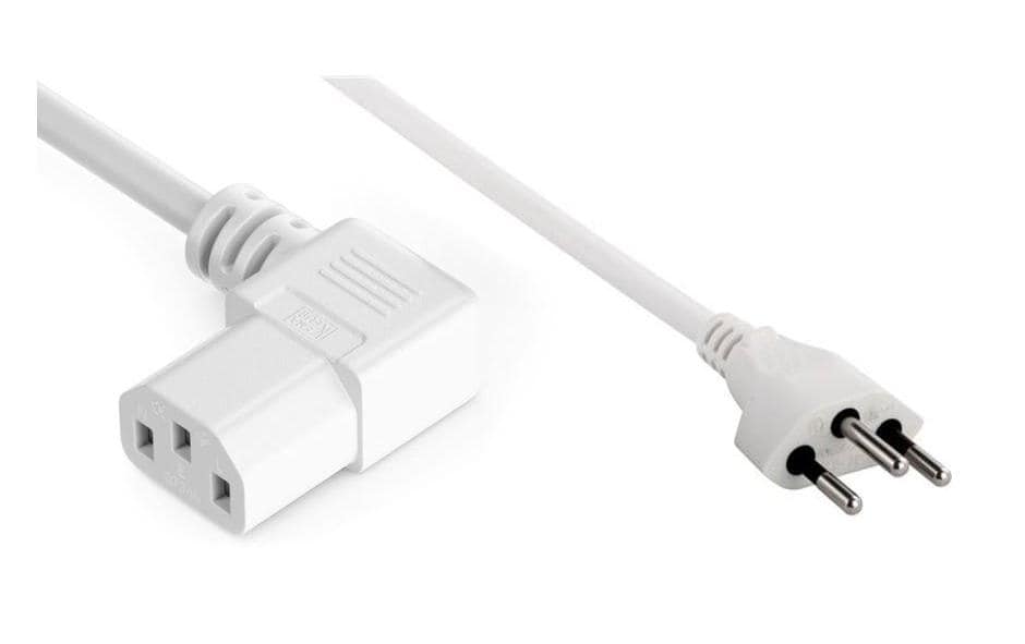 1276372 - Mediatech Diggelmann Netzkabel T12-C13 90 seitlich gewinkelt re 3 m, 3x 1.00 mm2, weiss kaufen | Mediatech.ch