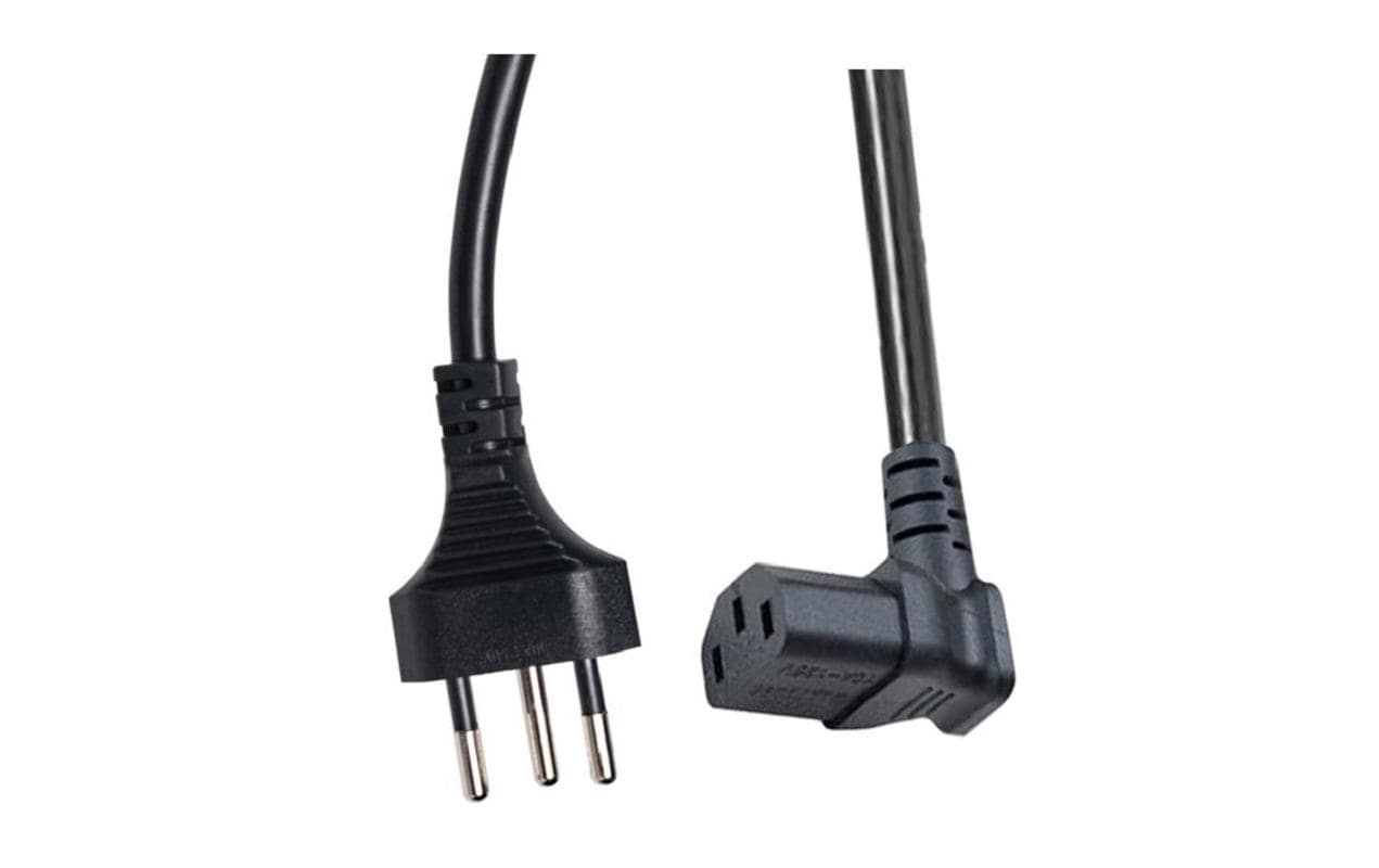 1276374 - Mediatech Diggelmann Netzkabel T12-C13 90 gewinkelt nach oben 2 m, 3x 1 mm2, schwarz kaufen | Mediatech.ch