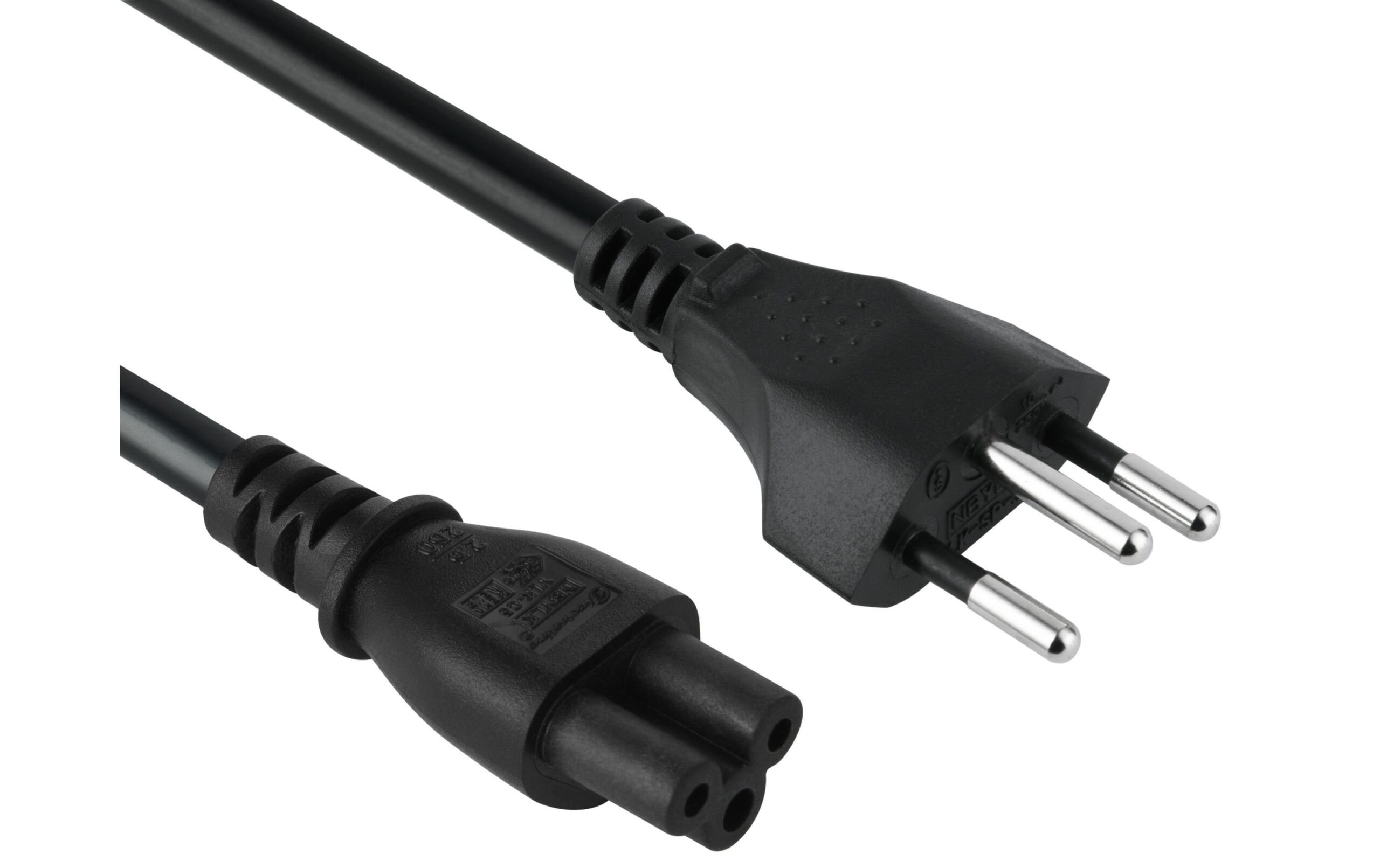 1276395 - Mediatech Netzkabel 250V / 2.5A, 1.5m, 3 polig Stecker Typ12, C5, schwarz