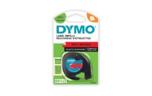 Dymo LetraTag Beschriftungsband, Plastik rot, 12mm x 4m - für alle LetraTag Geräte