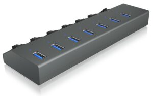 ICY BOX IB-HUB1701-C3,silber,7x USB3.0 Hub An-/Ausschalter für jeden Port
