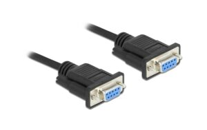 Delock Seriell Kabel, DB9 Buchse-Buchse Nullmodem, Full Handshaking, schwarz, 2m