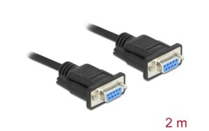Delock Seriell Kabel,DB9 Buchse-Buchse Nullmodem, Full Handshaking, schwarz, 2m