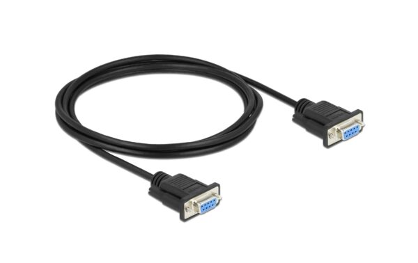Delock Seriell Kabel,DB9 Buchse-Buchse Nullmodem, Full Handshaking, schwarz, 2m