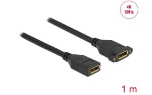 Delock DisplayPort 1.2 Kabel Buchse/Buchse 1m, Schwarz, max. 3840 x 2160 @ 60 Hz