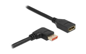 Delock DisplayPort Verlängerungskab 90 Grad Stecker/Buchse, Rechts gewinkelt, 8K 60Hz, 1m