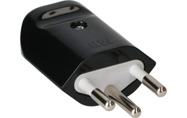 Max Hauri Stecker Typ 12, L+N+PE, 10 A, 250 V, schwarz