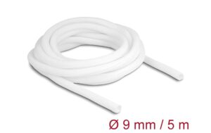 Delock Geflechtschlauch, 5mx9mm, Weiss selbstschliessend,schneidbar,hitzebeständig