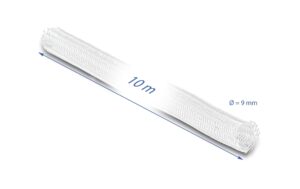 Delock Geflechtschlauch, 10mx9mm, Weiss selbstschliessend,schneidbar,hitzebeständig