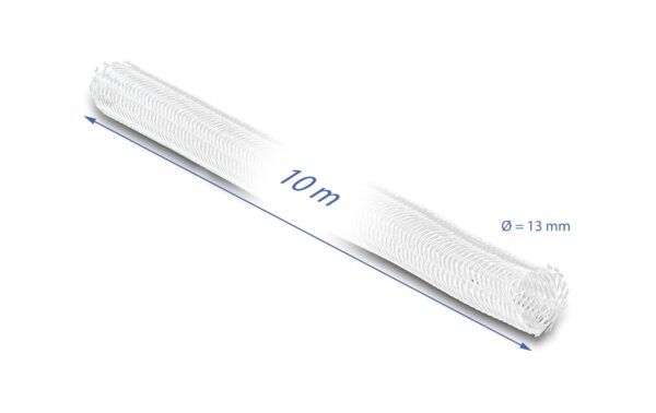 1300217_2 - Mediatech Delock Geflechtschlauch, 10mx13mm, Weiss selbstschliessend,schneidbar,hitzebeständig