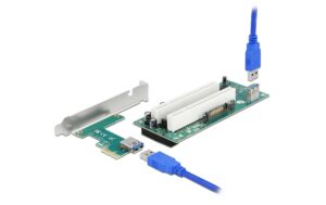 Delock PCI-Express Riserkarte, x1 zu 2x PCI 32 Bit Slot, mit 60 cm Kabel