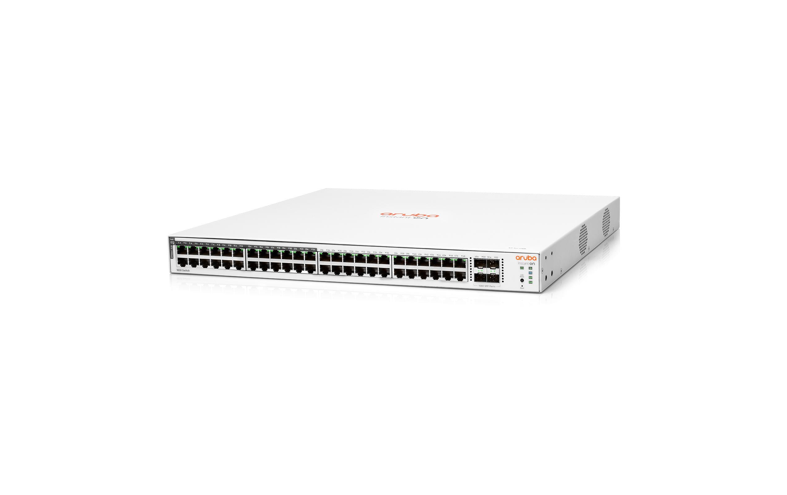 1307419 - Mediatech HPE Aruba Networking HP 1830-48G: 48 Port RJ45 1Gb, 4SFP Switch PoE+ 370W kaufen | Mediatech.ch
