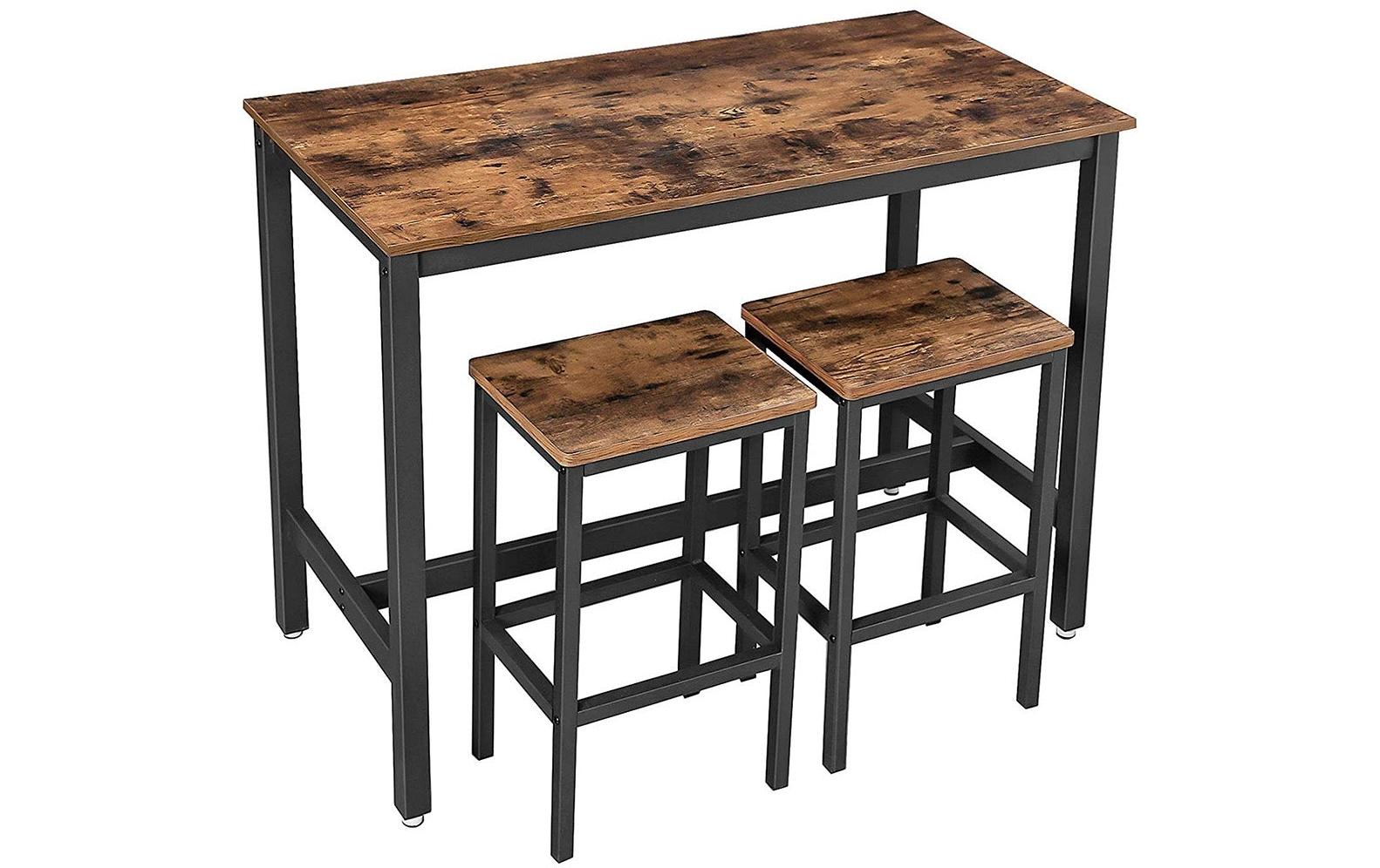 1309765 - Mediatech Vasagle Bartisch mit 2 Hocker 120 x 60 x 90 cm, Stühle 40x30x65 cm kaufen Schweiz | Mediatech.ch