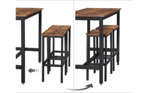 1309765_1 - Mediatech Vasagle Bartisch mit 2 Hocker 120 x 60 x 90 cm, Stühle 40x30x65 cm