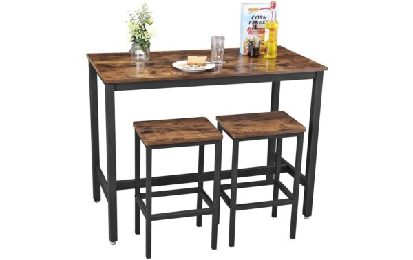 1309765_3 - Mediatech Vasagle Bartisch mit 2 Hocker 120 x 60 x 90 cm, Stühle 40x30x65 cm