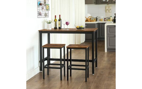1309765_5 - Mediatech Vasagle Bartisch mit 2 Hocker 120 x 60 x 90 cm, Stühle 40x30x65 cm