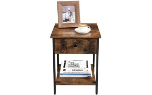 Vasagle Beistelltisch mit Schublage &Ablage 40x40x55 cm (LxBxH) , Traglast 20/10/10kg