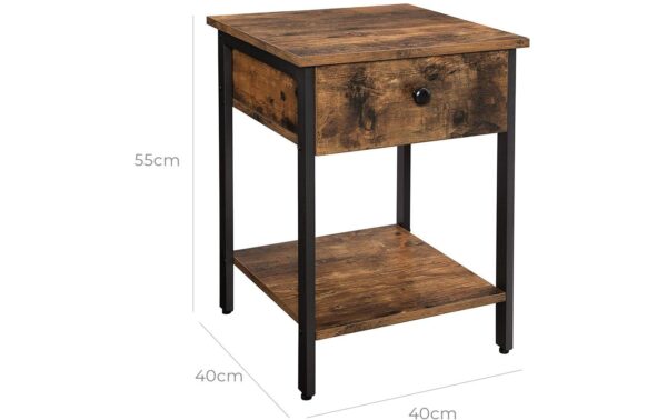 Vasagle Beistelltisch mit Schublage &Ablage 40x40x55 cm (LxBxH) , Traglast 20/10/10kg