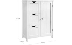 1309910_4 - Mediatech Vasagle Schrank Landhausstil, Weiss MDF, 60x30x81 cm (BxHxT)