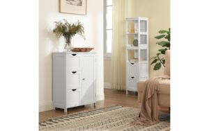 1309910_5 - Mediatech Vasagle Schrank Landhausstil, Weiss MDF, 60x30x81 cm (BxHxT)