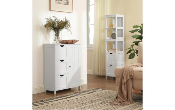 1309910_5 - Mediatech Vasagle Schrank Landhausstil, Weiss MDF, 60x30x81 cm (BxHxT)