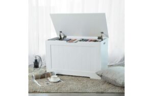 Vasagle Truhe Landhausstil, Weiss MDF, 76x48x40 cm (BxHxT)