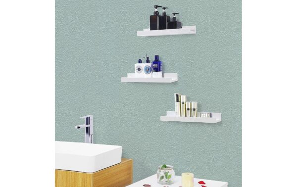 1309936_3 - Mediatech Songmics Wandregal 3er Set, Weiss, Holz 38x10x5/2 cm (BxTxH), Traglast proRegal 5kg