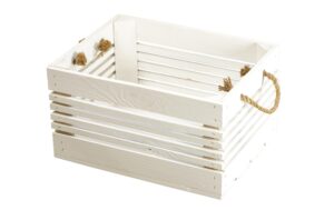 Holz Zollhaus Holzkiste mit Kordel, Weiss Kiefer, 21x30x38 cm, FSC 100%