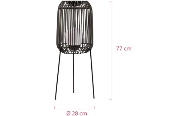 Pauleen Solarstehleuchte Sunshine Coziness Outdoor, Schwarz,Grau Polyrattan,Met