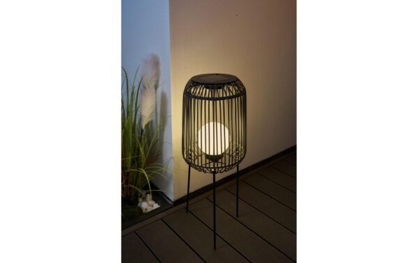 Pauleen Solarstehleuchte Sunshine Coziness Outdoor, Schwarz,Grau Polyrattan,Met