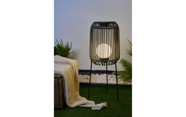 Pauleen Solarstehleuchte Sunshine Coziness Outdoor, Schwarz,Grau Polyrattan,Met