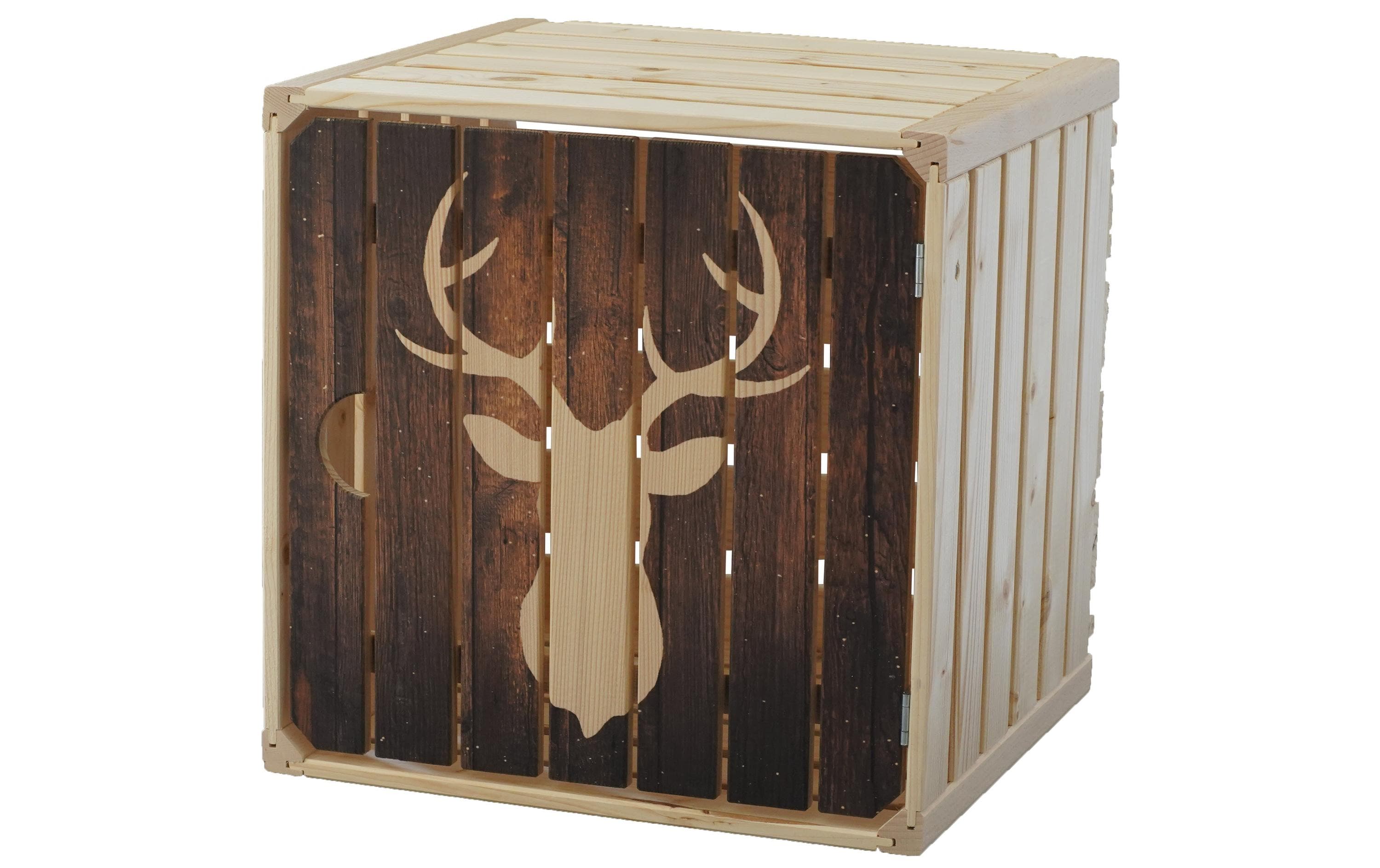 1332992 - Mediatech Holz Zollhaus Holzharasse Hirsch Kiefer,Tanne, Buche, 32x35x35 cm, FSC 70%