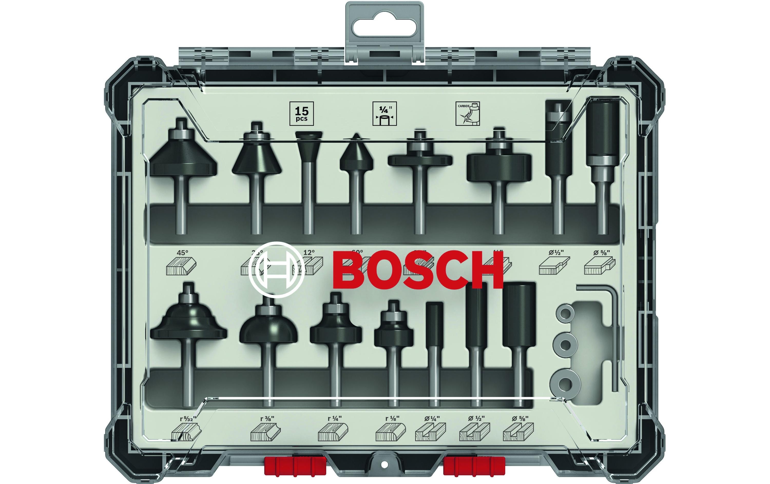 1338139 - Mediatech Bosch Professional 15-teiliges Fräser-Set 1/4-Schaft kaufen Schweiz | Mediatech.ch