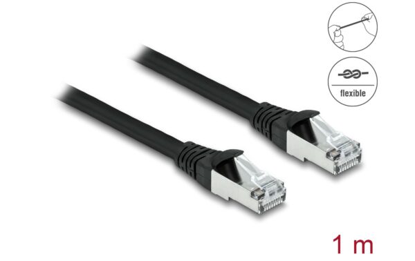 Delock Netzwerkkabel RJ45 Cat.6A S/FTP PUR Outdoor, 1m, schwarz
