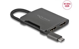 1340661_1 - Mediatech Delock USB Type-C Splitter zu 2x HDMI MST 4K 60Hz, schwarz, DP Alternate Mode