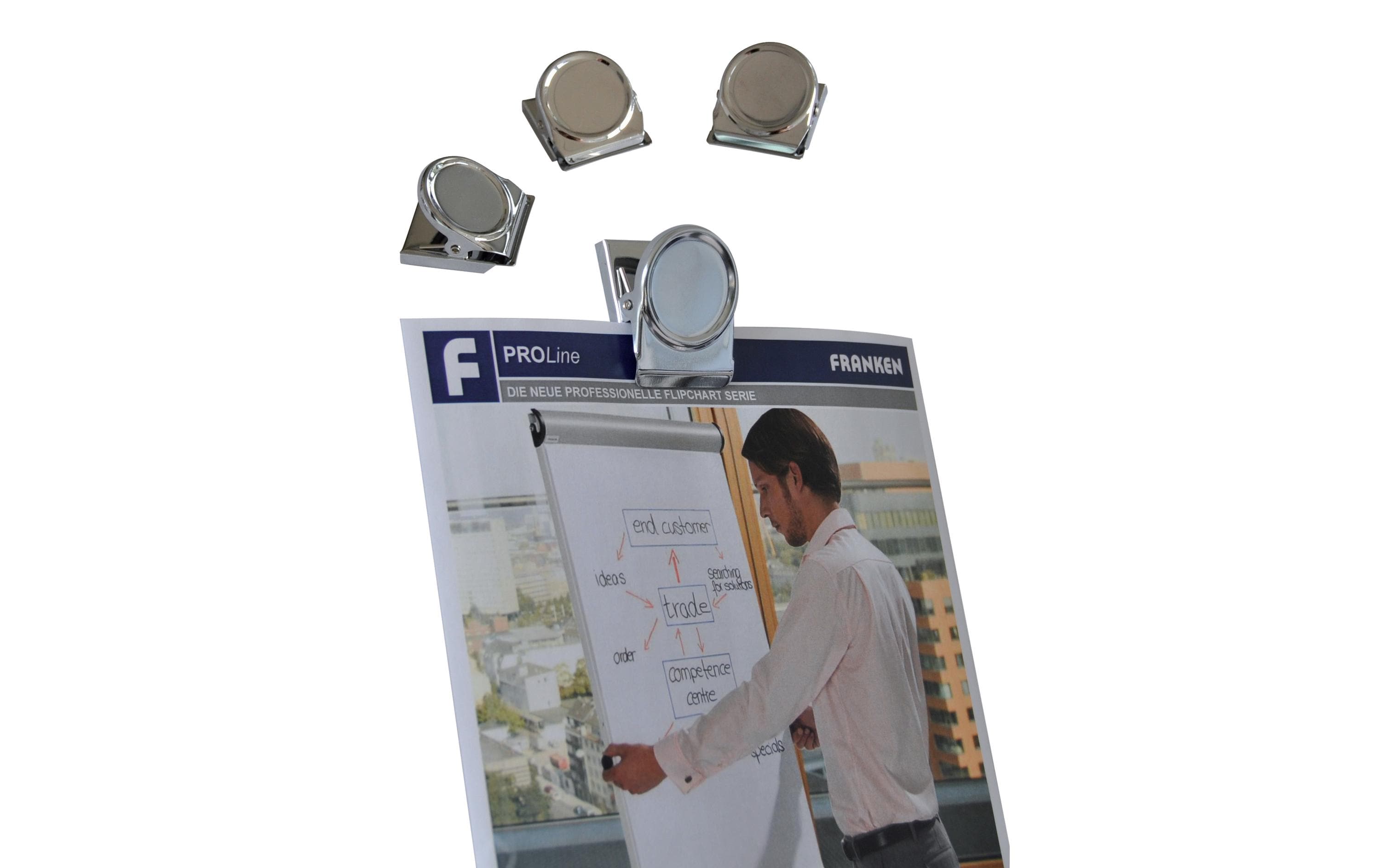 1343047_1 - Mediatech FRANKEN Magneteclip, 40 x 35 mm, 3 Stück silber